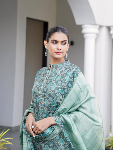 Neem Noor Patola Printed Ready to Wear Silk Kurti Set Geetha Creation